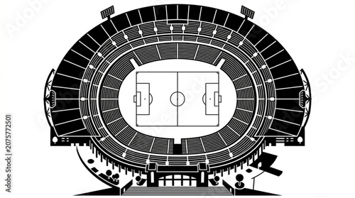 Top view of football stadium illustration vector