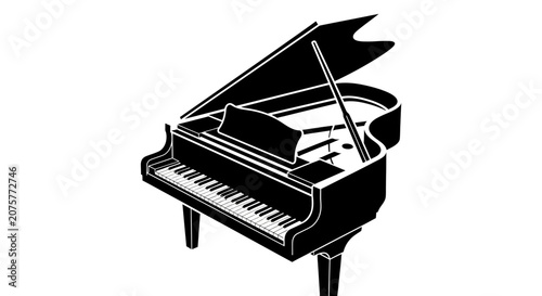 Classical grand piano musical instrument illustration.