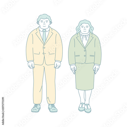Foto A businessman and a businesswoman standing side by side