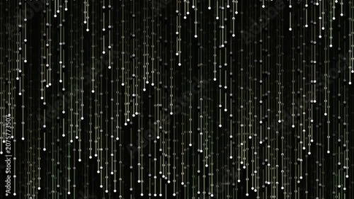 Abstract digital rain with glowing lines on dark background