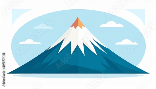 Mt Fuji landscape vector illustration. Simple flat style graphic background.
