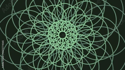Intricate geometric pattern with overlapping circular shapes on dark background