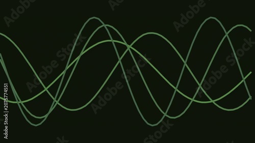 Abstract green wave pattern on dark background