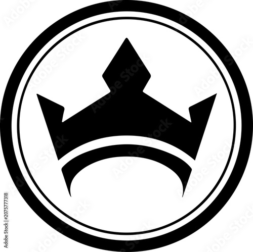 Black crown icon, royal symbol, monarch logo, vector emblem
