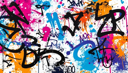Vibrant Urban Graffiti Background with Ink Drips Paint Splashes and Black Lettering