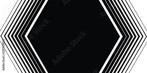 Minimal Black and White Background with Arrow Pointing Right. Striped Transition from Black to White Abstract Strict Lines. Simple Pattern. Vector Illustration.