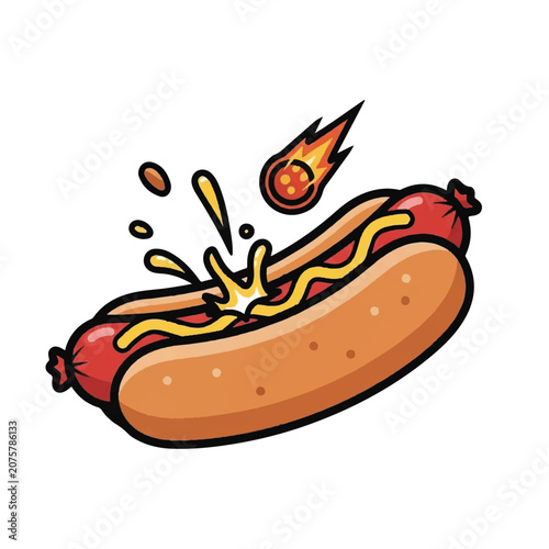 Hot dog with yellow mustard condiment.
