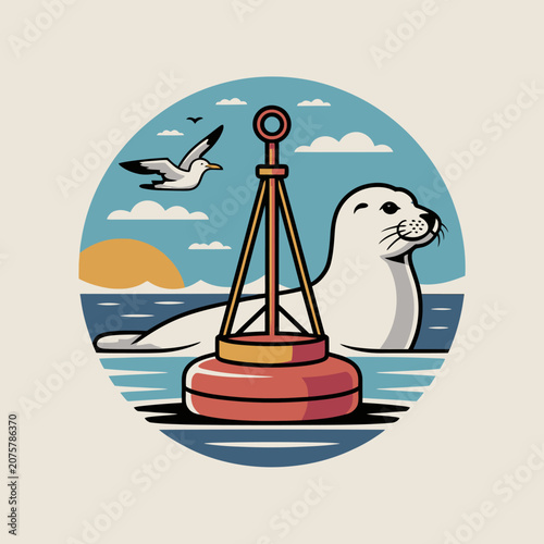 Seal resting on ocean surface calmly.