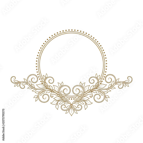Elegant gold floral and vine decorative border with intricate patterns isolated on transparent background
