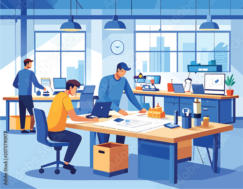 Business professionals collaborating in modern office 37.