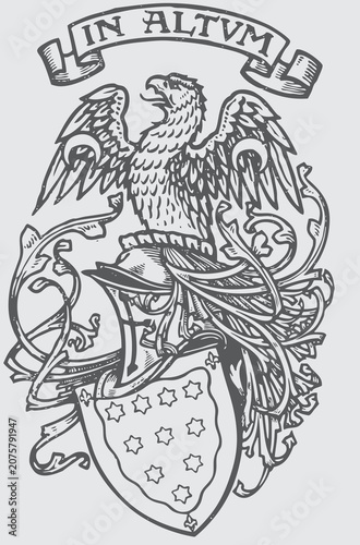 Heraldic Eagle Coat of Arms Emblem Wings Vector