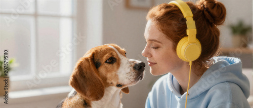 Girl and Dog Nose Touch