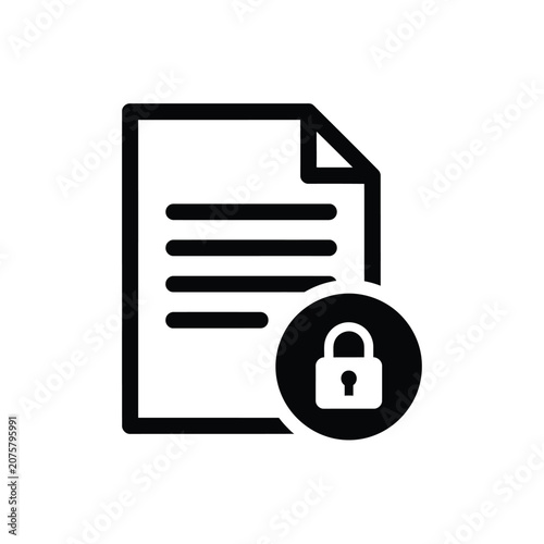 Document icon features a locked file indicating secure information.