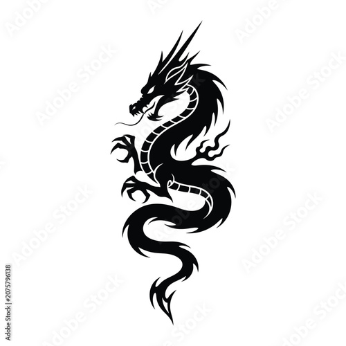 Dragon silhouette represents a powerful mythical creature in traditional folklore.