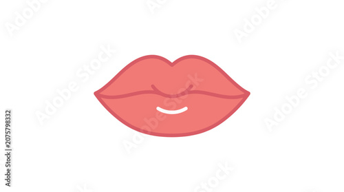 Bild auf Leinwand Kiss Mouth Graphic: A stylized graphic illustration of a pair of plump, coral-colored lips with a subtle, inviting smile
