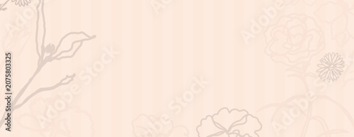 Fotografie Beige floral background with subtle stripes and delicate flower outlines vector