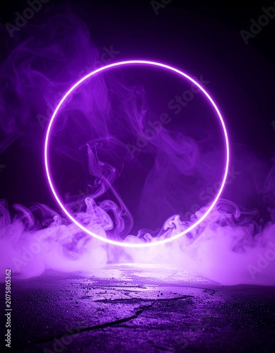 Glowing purple circle with smoke