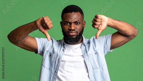 Man unhappy with two thumbs down