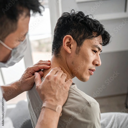 Neck massage therapy session