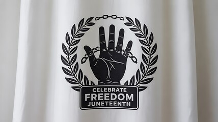 Celebrate Freedom Juneteenth Emblem with Raised Hand Laurel Wreath and Heritage Badge Design