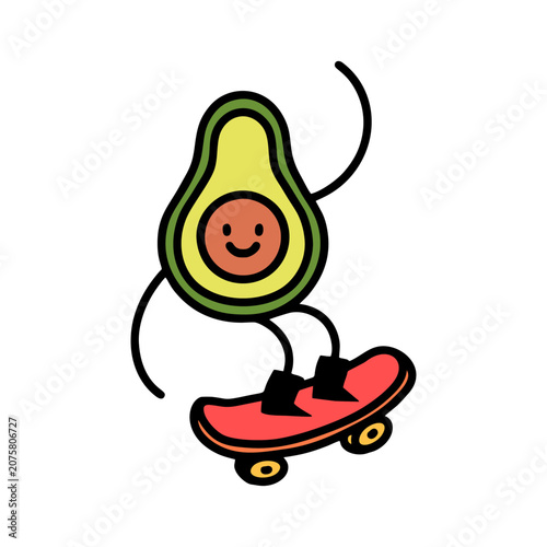 illustration of a cartoon cute avocado