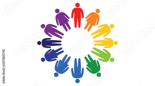 Diverse Group of People Holding Hands in Circle for Unity and Community Connection.