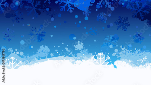 Slika na platnu Snowflake Pattern With Gradient Blue And White Background