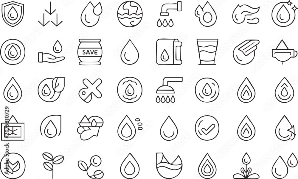 Fototapeta premium Black Water Vector Collection for Climate Awareness and Resource Protection