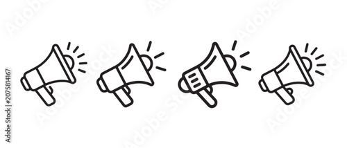 Konstfotografi Row of megaphone icons representing communication and announcement in a clean minimalist vector style