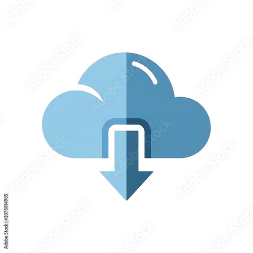 Blue cloud with downward arrow symbolizing download.