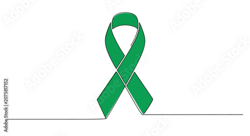 Canvastavla Green Awareness Ribbon Symbol on White Background, Cancer Support, Hope