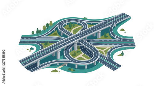 Interchange highway road junction layout.