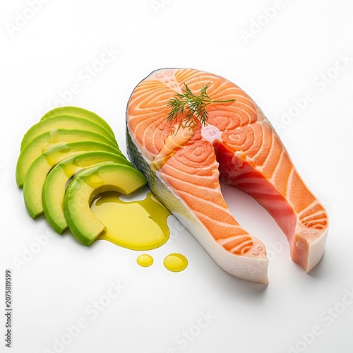 Salmon Steak and Avocado Slices - A Healthy and Delicious Meal.