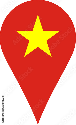Vietnam Flag Location Pin Map Marker Vietnamese Destination GPS Vector Icon