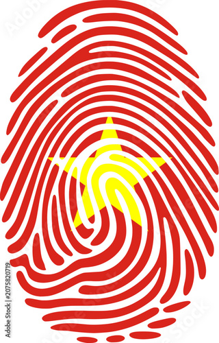 Vietnam Flag Fingerprint Identity Vector Vietnamese DNA Heritage Graphic