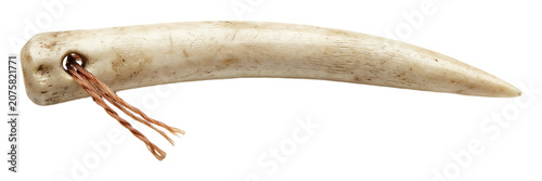 Natural antler pendant with cord hole isolated on transparent background