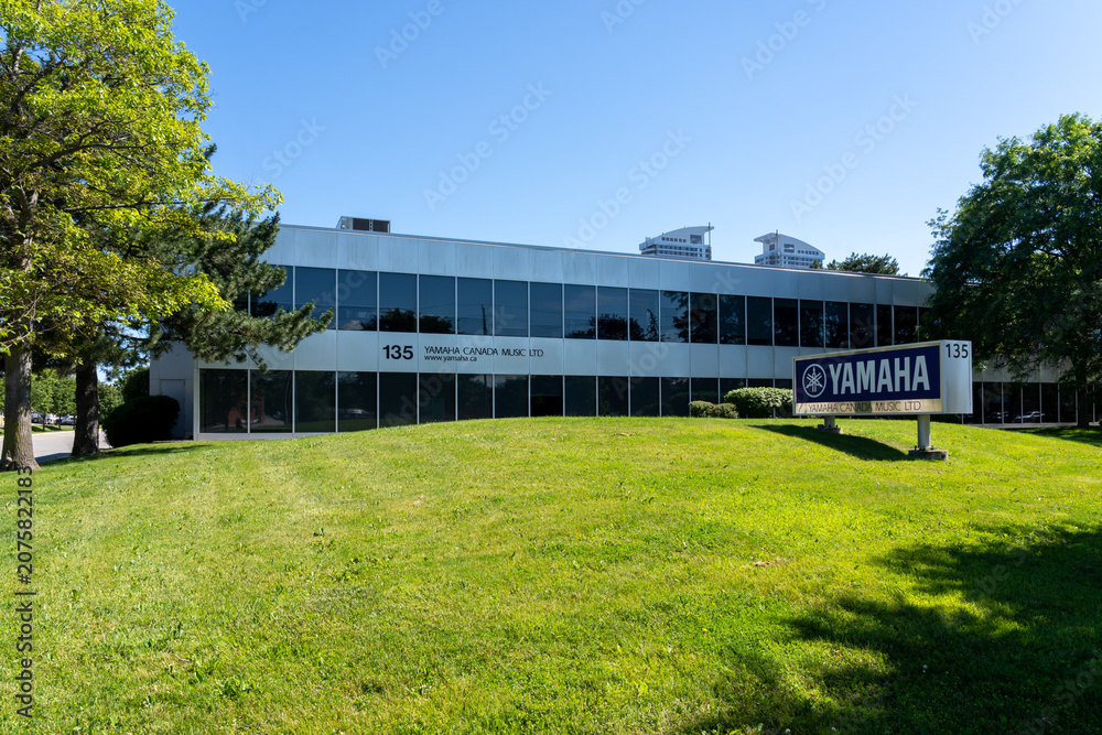 Obraz premium Toronto, Ontario, Canada - June 27, 2026: The corporate headquarters for Yamaha Canada Music Ltd Located on Milner Ave in Toronto, Ontario, Canada. Yamaha Music (officially Yamaha Corporation) is an i