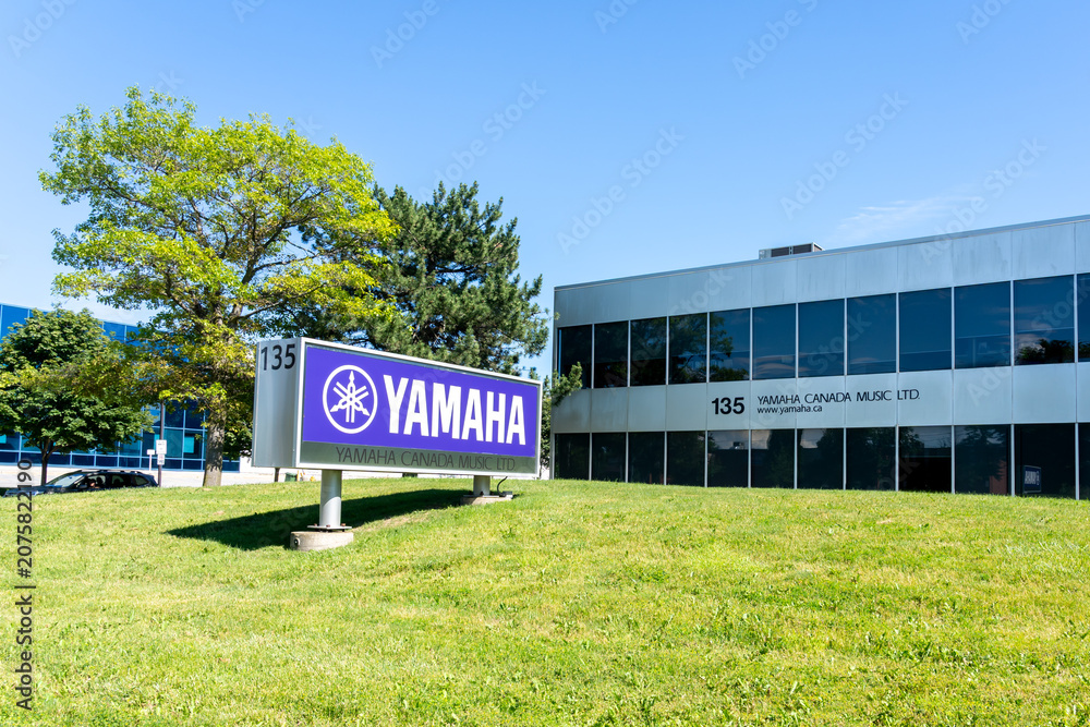 Obraz premium Toronto, Ontario, Canada - June 27, 2026: The corporate headquarters for Yamaha Canada Music Ltd Located on Milner Ave in Toronto, Ontario, Canada. Yamaha Music (officially Yamaha Corporation) is an 