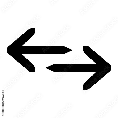Foto Arrows pointing in opposite horizontal directions signify a contrast or a bidirectional movement concept