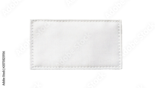 White woven fabric label isolated on transparent background.