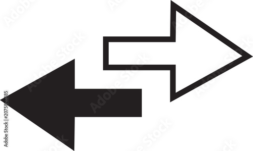 Tableau sur toile Arrows pointing in opposing horizontal directions indicate a bidirectional flow or logical exchange