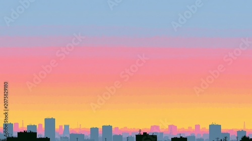silhouette gradient sunset cityscape wallpaper