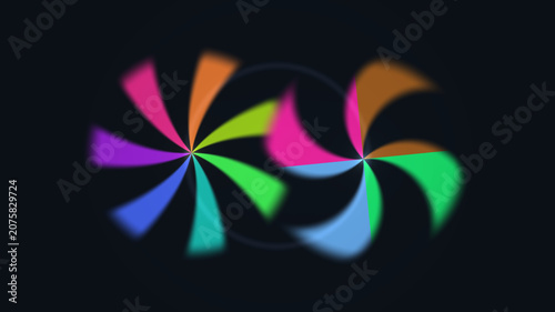 Fotografie Colorful spiral shapes on dark background