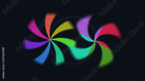Принти на полотні Bright colorful spiral shapes on dark background