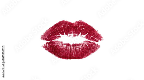 Red lipstick kiss mark on transparent background