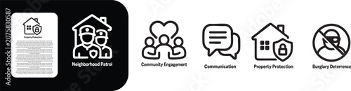 Fotografija Home Security and Community Support Line Icon Set