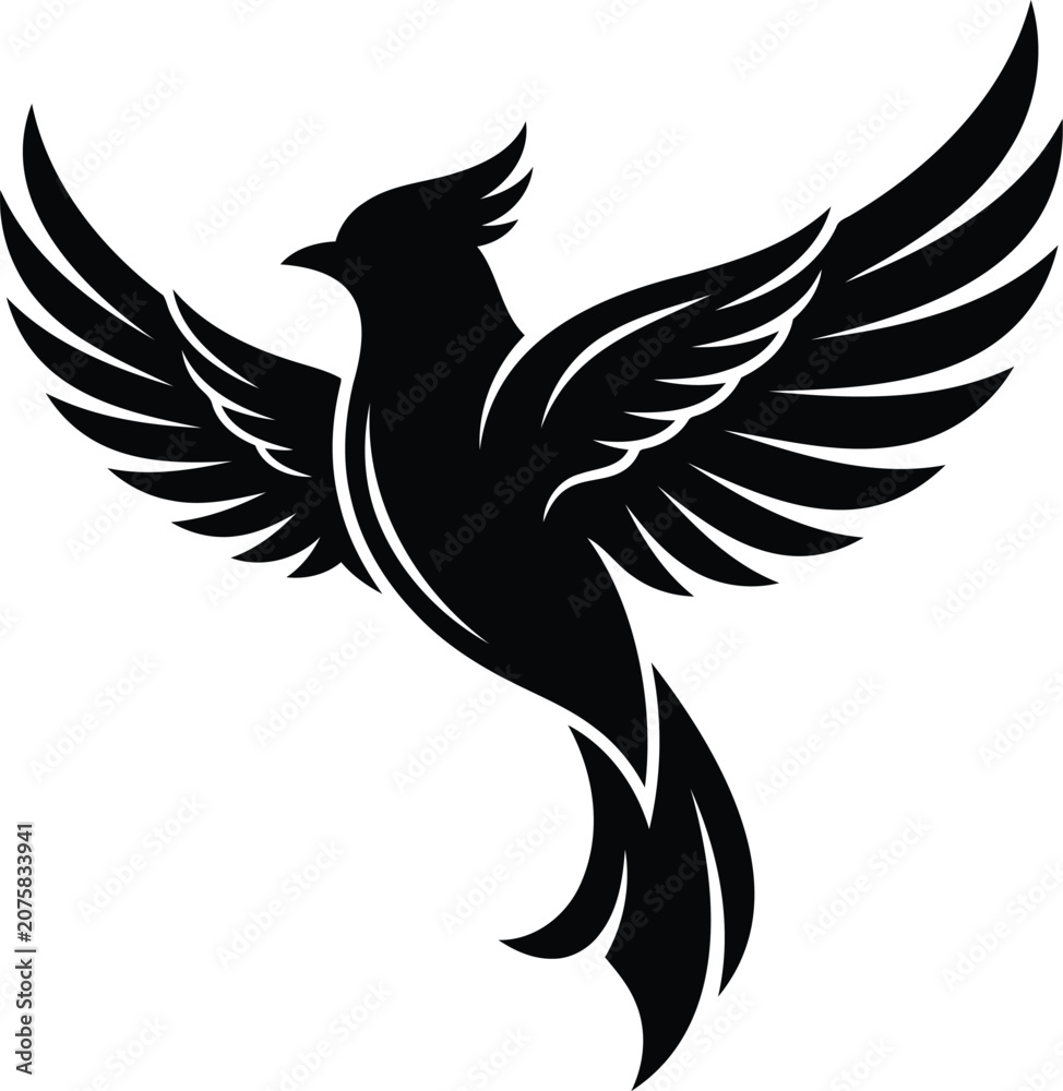 Fototapeta premium Elegant flying bird emblem vector illustration with outstretched wings