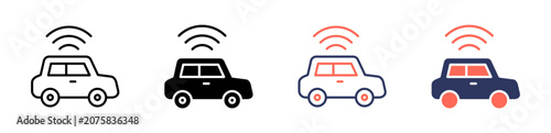 Photos autonomous car icon set multiple style collection