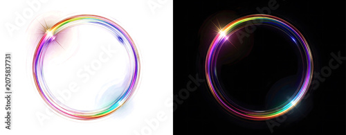 Fotografie Vibrant rainbow colored circular light effects.