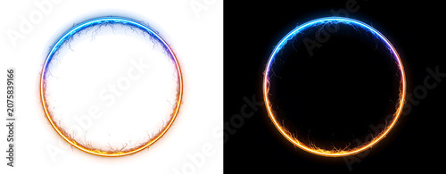 Glowing neon circle light effect.
